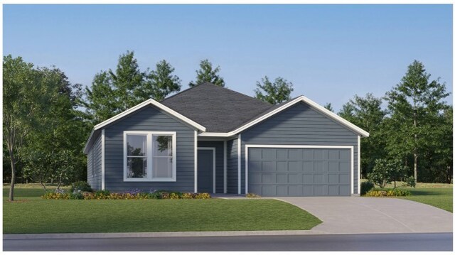 349 Tejas Trl, Waller, TX 77484 - ranch-style house with an attached garage, driveway, and a front yard