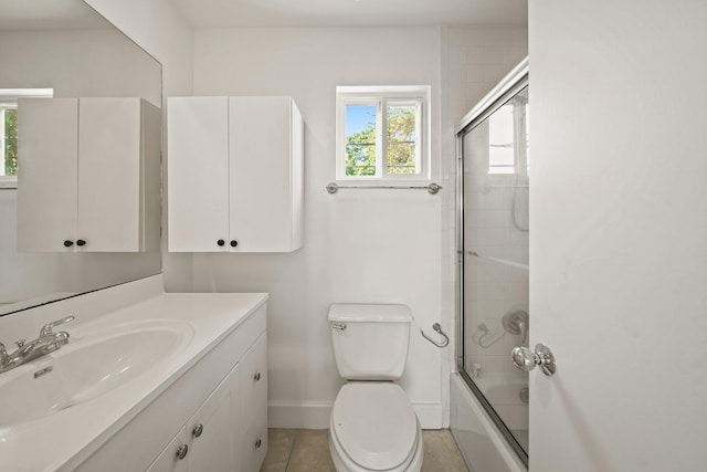 3810 Bellefontaine St, Houston, TX 77025 - full bathroom featuring vanity, bath / shower combo with glass door, and tile patterned floors