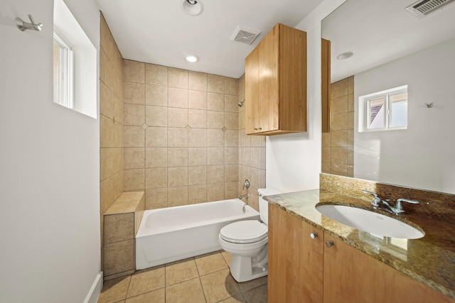 3810 Bellefontaine St, Houston, TX 77025 - bathroom with vanity, tile patterned flooring, bathtub / shower combination, and recessed lighting