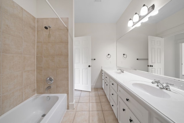 1226 Peden St, Houston, TX 77006 - full bathroom with tile patterned floors, double vanity, and bathing tub / shower combination