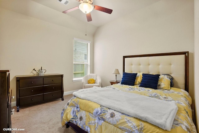1522 Richland Hollow Ln, Friendswood, TX 77546 - carpeted bedroom featuring baseboards, lofted ceiling, and a ceiling fan