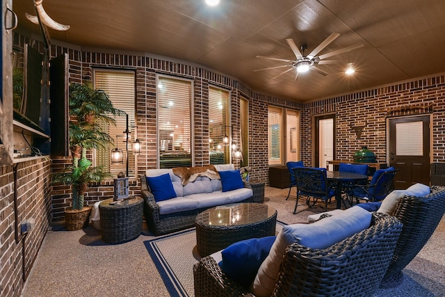 5702 Mustang Ridge Ln, Fulshear, TX 77441 - view of patio / terrace featuring ceiling fan, outdoor lounge area, and outdoor dining space