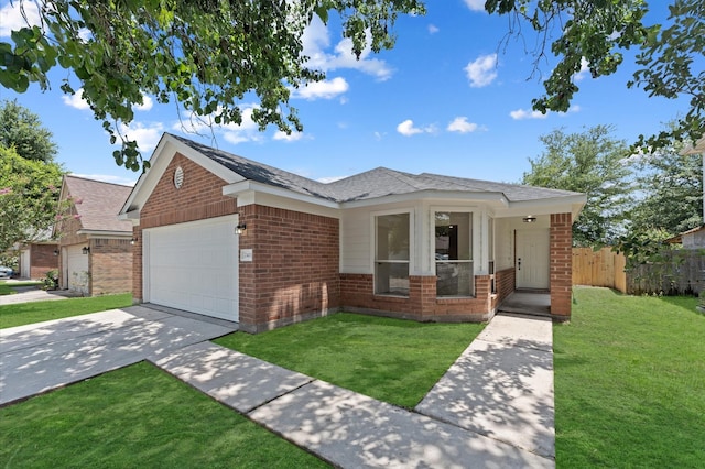 2411 Irish Spring Dr, Houston, TX 77067 - view of front facade with brick siding, a garage, concrete driveway, and roof with shingles