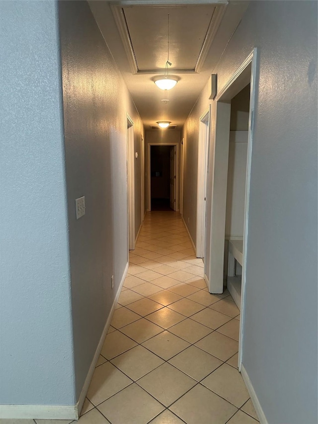 227 S Brownell St, La Porte, TX 77571 - hallway with attic access and light tile patterned flooring