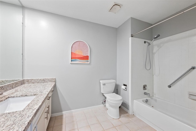 3707 Brook Shadow Dr, Houston, TX 77345 - full bath featuring vanity, toilet, shower / washtub combination, baseboards, and tile patterned flooring
