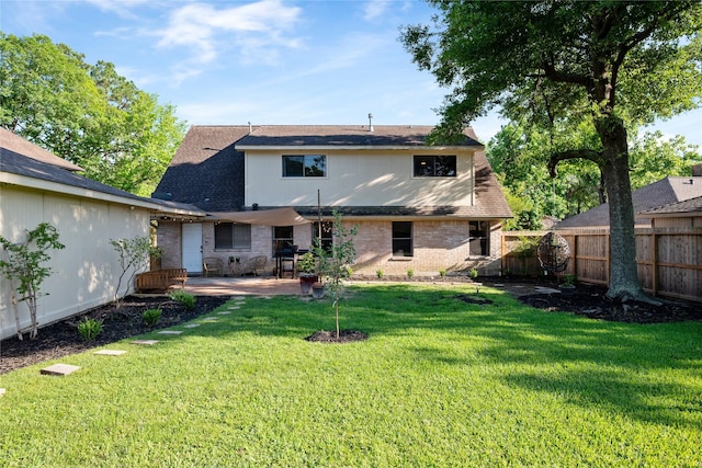 3707 Brook Shadow Dr, Houston, TX 77345 - rear view of property featuring a patio, roof with shingles, and brick siding