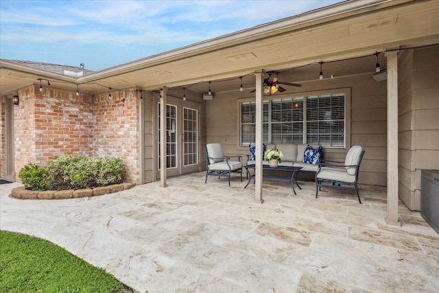 2910 Ann Arbor Dr, Houston, TX 77063 - view of patio with outdoor lounge area and ceiling fan