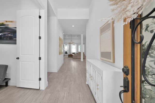 4792 W Fork Blvd, Conroe, TX 77304 - corridor with light wood-type flooring, recessed lighting, and baseboards