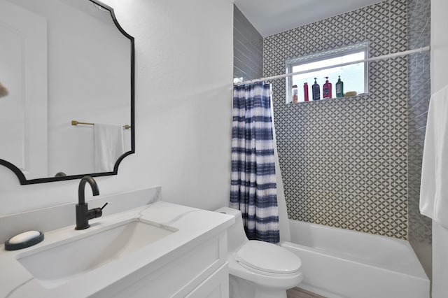 4792 W Fork Blvd, Conroe, TX 77304 - bathroom featuring vanity, shower / bath combination with curtain, and toilet