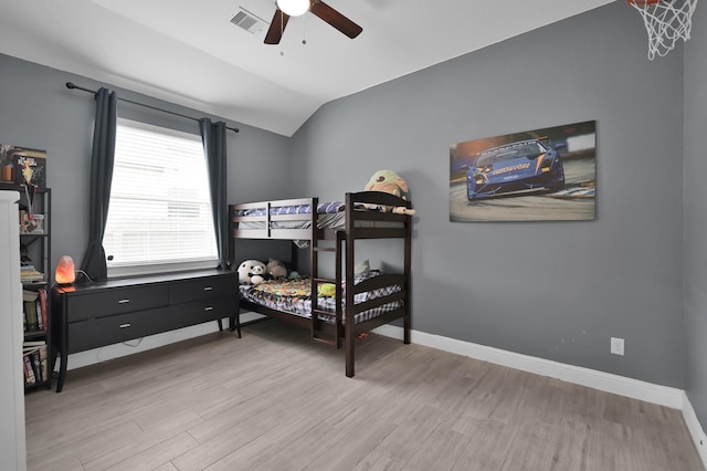 4792 W Fork Blvd, Conroe, TX 77304 - bedroom featuring vaulted ceiling, wood finished floors, baseboards, and a ceiling fan