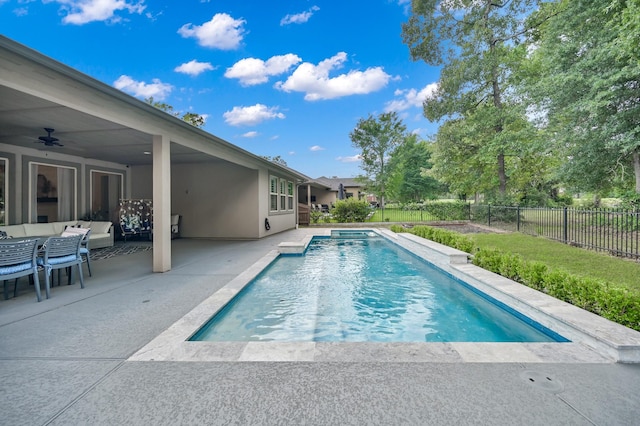 4792 W Fork Blvd, Conroe, TX 77304 - view of swimming pool featuring a patio and a ceiling fan