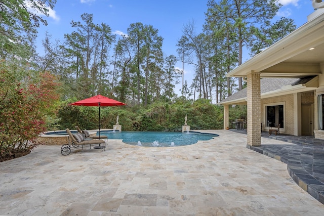 11 Bracebridge Dr, The Woodlands, TX 77382 - outdoor pool featuring a patio area and an outdoor hot tub