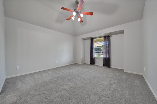 17862 Camp Cove Dr, Cypress, TX 77429 - carpeted spare room featuring vaulted ceiling, ceiling fan, and baseboards