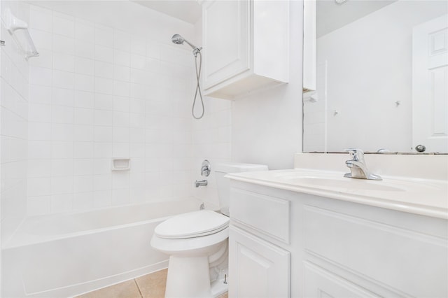 14339 Tasmania Ct, Sugar Land, TX 77498 - bathroom featuring vanity, toilet, washtub / shower combination, and tile patterned flooring