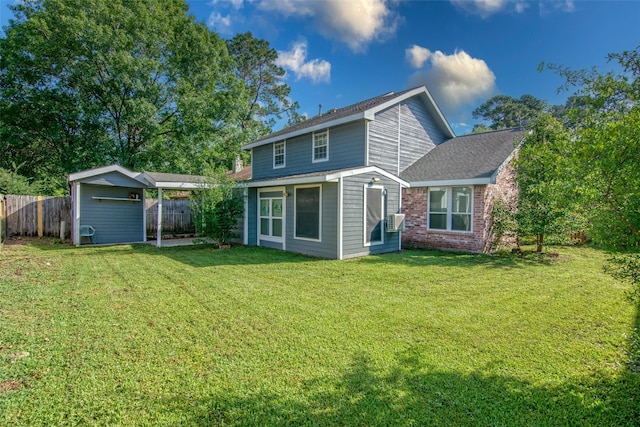 17647 Seven Pines Dr, Spring, TX 77379 - rear view of house featuring brick siding, cooling unit, and an outbuilding