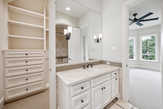 3423 Ella Lee Ln, Houston, TX 77027 - bathroom featuring vanity and ceiling fan