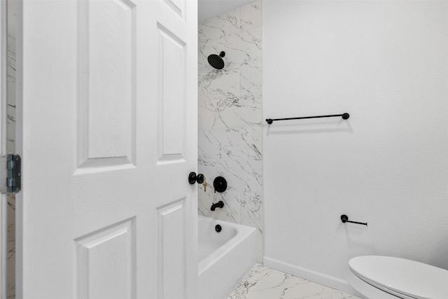 4002 Rutland St, Houston, TX 77018 - full bathroom featuring marble finish flooring, toilet, bathing tub / shower combination, and baseboards