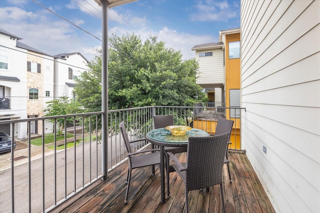 4502 Maxie St Unit A, Houston, TX 77007 - wooden deck featuring outdoor dining area