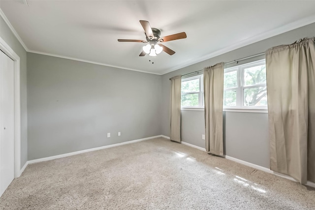 9207 Timberside Dr, Houston, TX 77025 - unfurnished room with ceiling fan, carpet flooring, baseboards, and crown molding