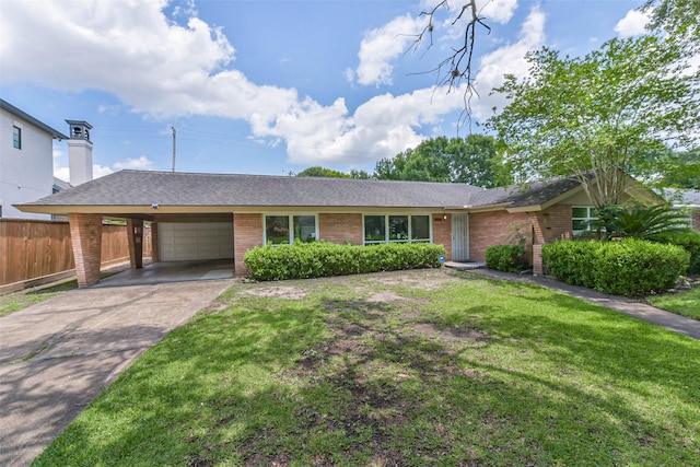 9207 Timberside Dr, Houston, TX 77025 - ranch-style home featuring brick siding, an attached garage, driveway, a carport, and roof with shingles