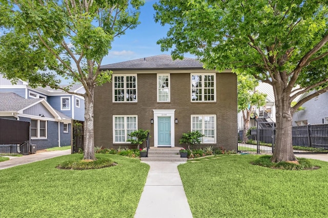 2108 Branard St, Houston, TX 77098 - colonial inspired home featuring brick siding and central AC unit