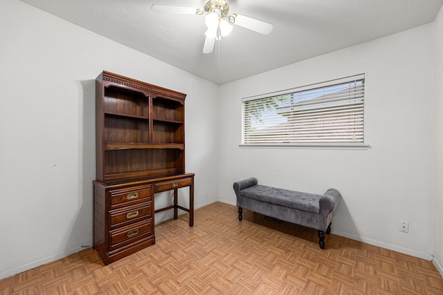 1343 Somercotes Ln, Channelview, TX 77530 - home office featuring a ceiling fan and baseboards