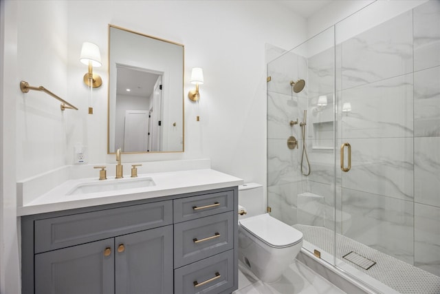 510 Wilmington Dr, Bellaire, TX 77401 - bathroom with a marble finish shower, toilet, and vanity
