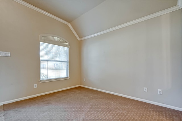 11519 Staffordale Ct, Cypress, TX 77433 - spare room featuring carpet floors, crown molding, baseboards, and lofted ceiling
