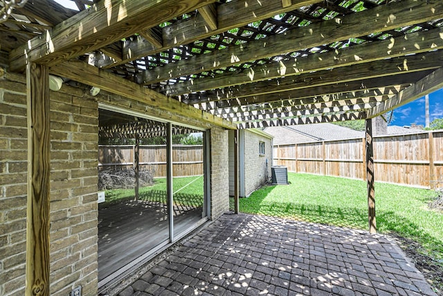 12014 Briar Forest Dr, Houston, TX 77077 - view of patio / terrace featuring a pergola and central AC
