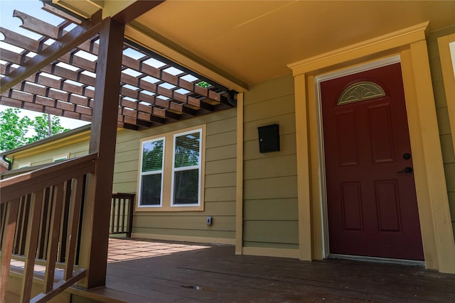 4801 Walker St, Houston, TX 77023 - entrance to property with a pergola and a wooden deck