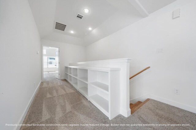 833 Fisher St Unit C, Houston, TX 77018 - hallway featuring light colored carpet, an upstairs landing, baseboards, and recessed lighting