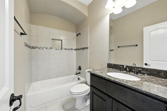4914 Fairford Dr, Sugar Land, TX 77479 - bathroom with vanity, tub / shower combination, and tile patterned floors