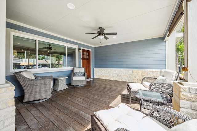 2050 Marnel Rd, Houston, TX 77055 - wooden terrace featuring a ceiling fan