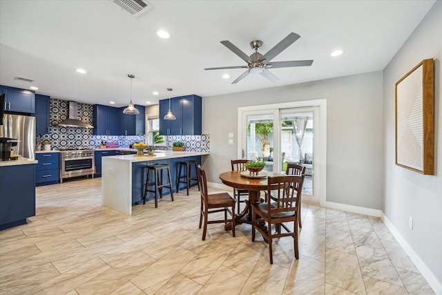 2050 Marnel Rd, Houston, TX 77055 - dining space with a ceiling fan, recessed lighting, and baseboards