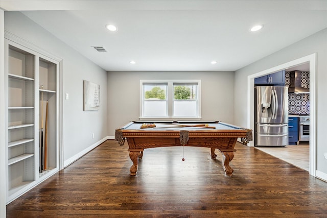 2050 Marnel Rd, Houston, TX 77055 - game room with billiards, baseboards, wood finished floors, and recessed lighting
