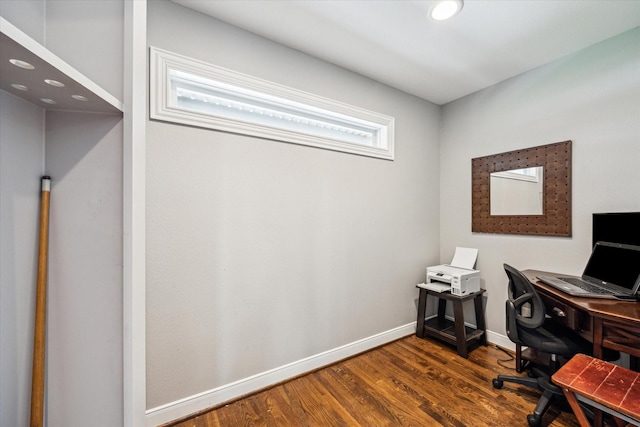 2050 Marnel Rd, Houston, TX 77055 - home office with dark wood-type flooring, baseboards, and recessed lighting
