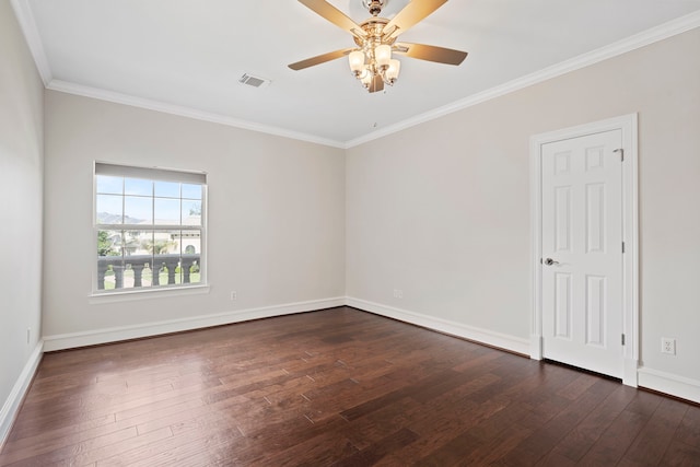 26 Commanders Pt, Missouri City, TX 77459 - unfurnished room featuring dark wood-type flooring, crown molding, a ceiling fan, and baseboards