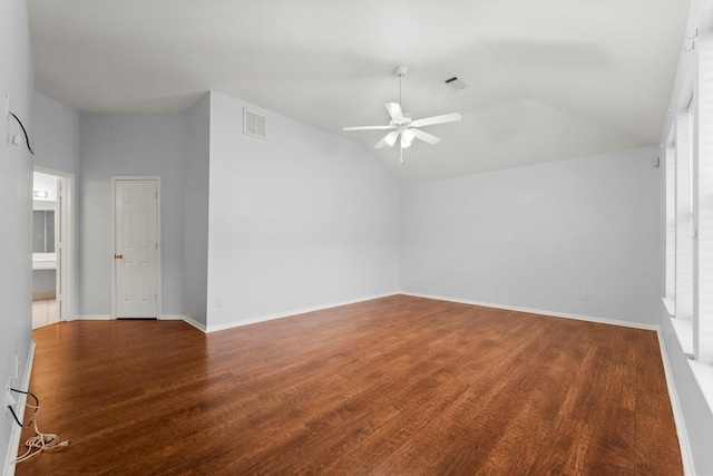 1030 Evandale Ln, Sugar Land, TX 77479 - bonus room with ceiling fan, vaulted ceiling, wood finished floors, and baseboards