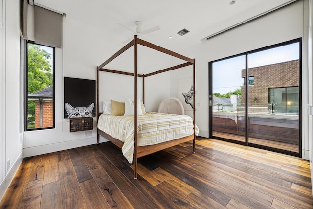2110 Tangley St, Houston, TX 77005 - bedroom featuring access to outside, hardwood / wood-style floors, and recessed lighting
