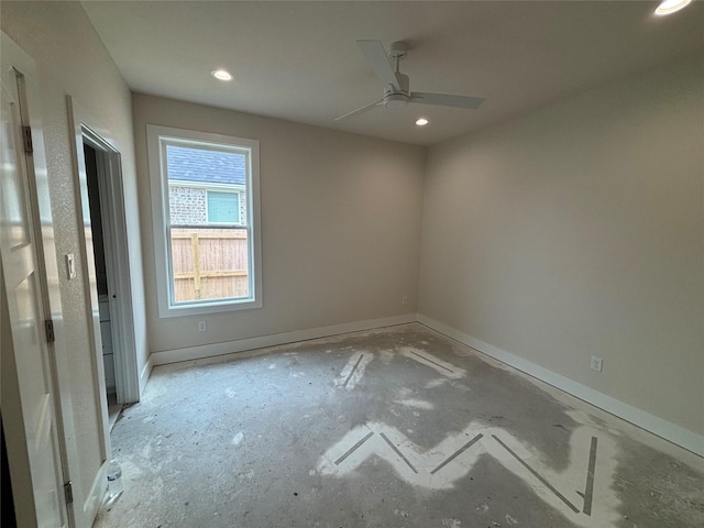 2804 Spector Dr, Bryan, TX 77808 - unfurnished room featuring a ceiling fan, recessed lighting, and baseboards