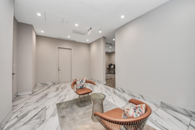 3333 Allen Pkwy Unit 1508, Houston, TX 77019 - living area with recessed lighting and light marble finish flooring
