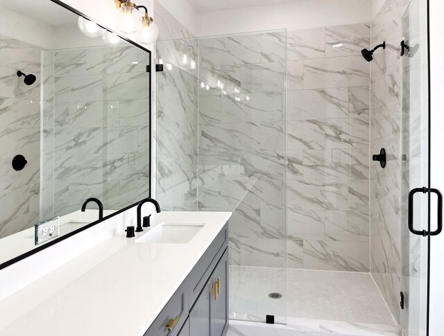 3109 Orange St, Houston, TX 77020 - bathroom featuring vanity and a marble finish shower