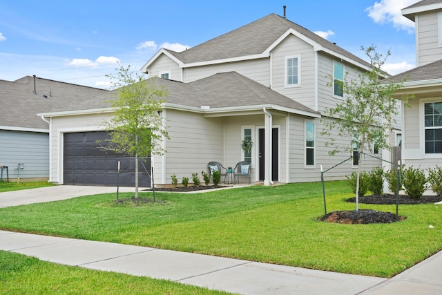 5330 Briana Dee Dr, Rosharon, TX 77583 - view of front facade with a garage, concrete driveway, and a front lawn