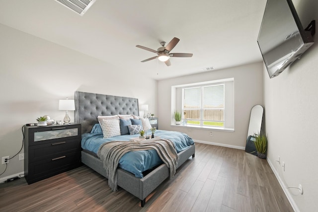 5330 Briana Dee Dr, Rosharon, TX 77583 - bedroom with baseboards, wood finished floors, and ceiling fan