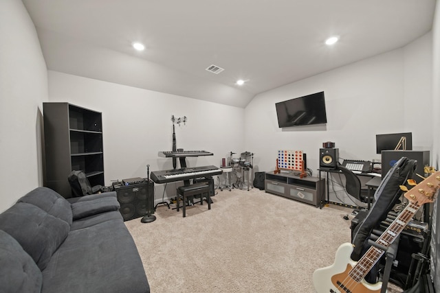 5330 Briana Dee Dr, Rosharon, TX 77583 - carpeted office space featuring vaulted ceiling and recessed lighting