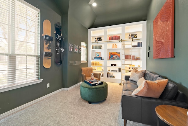 3638 Long Flower Ct, Fulshear, TX 77441 - living area featuring carpet and lofted ceiling