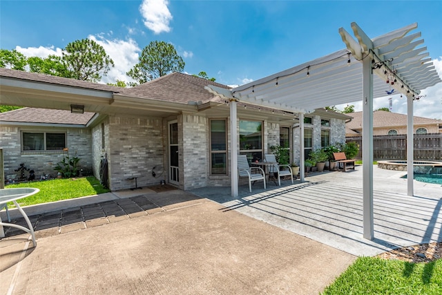 811 Hackberry Ln, Friendswood, TX 77546 - view of patio / terrace with a pergola and a pool with connected hot tub
