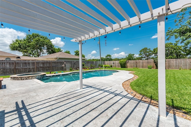 811 Hackberry Ln, Friendswood, TX 77546 - view of swimming pool featuring a patio, a pool with connected hot tub, and a pergola