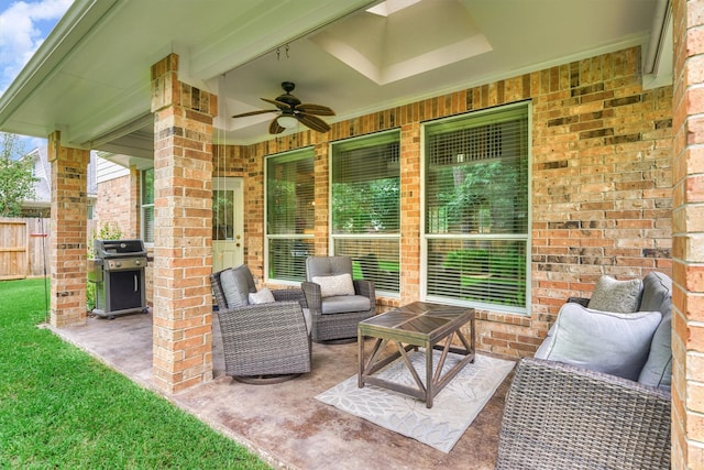 15 Watermint Pl, The Woodlands, TX 77384 - view of patio / terrace featuring area for grilling and a ceiling fan