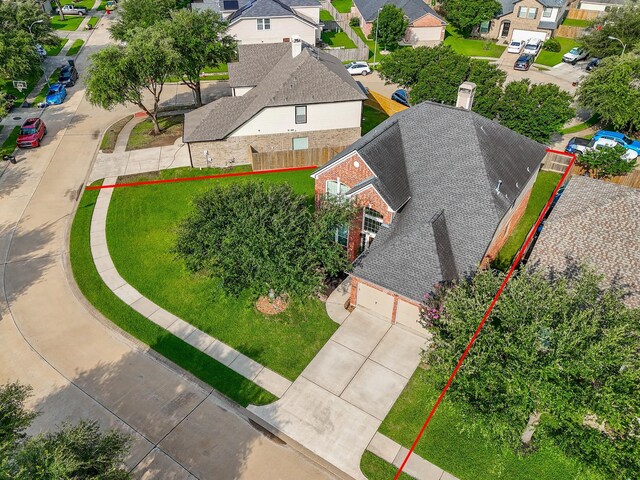 2803 Lakecrest Way Dr, Katy, TX 77493 - aerial view of residential area with property parcel outlined